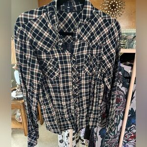 GAP Navy and Red Checkered Shirt